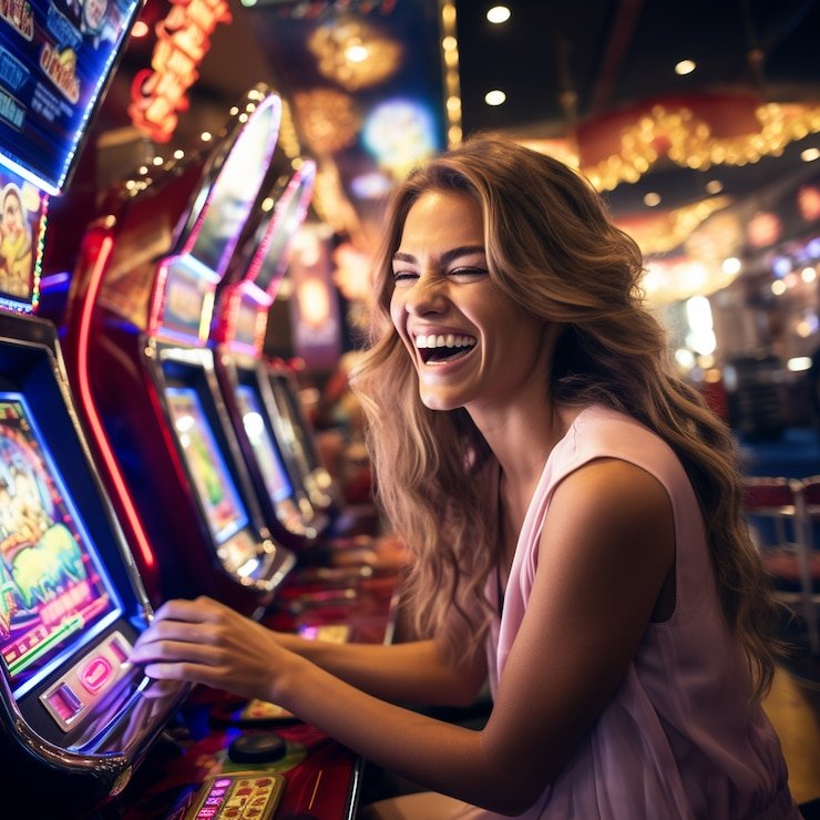 Excited Filipino player celebrating jackpot win on mobile device